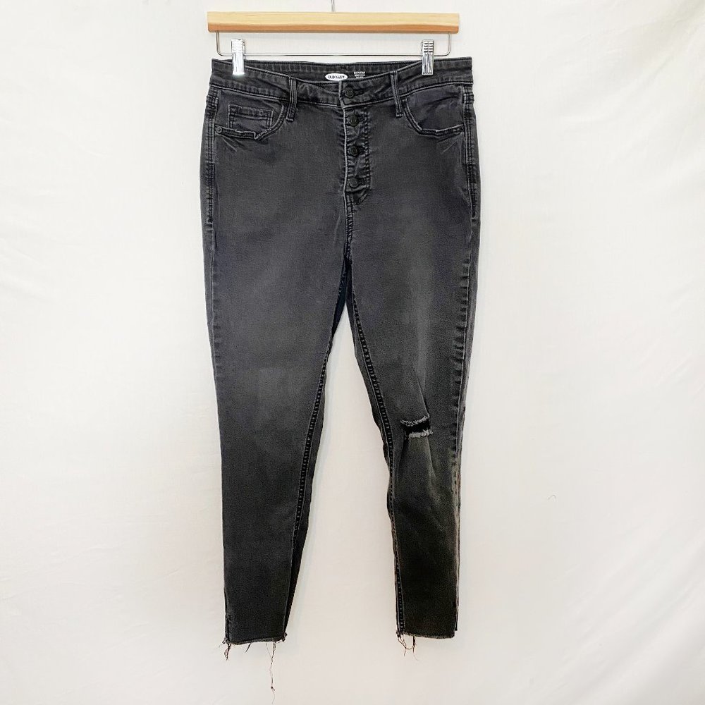Old Navy Rockstar Black Super Skinny High Rise Cropped Size 12